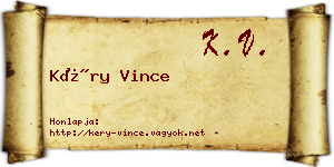 Kéry Vince névjegykártya